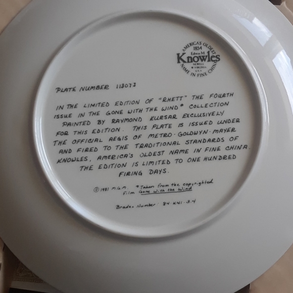 Vintage Collectors Plate Gone with Wind - Picture 3 of 5